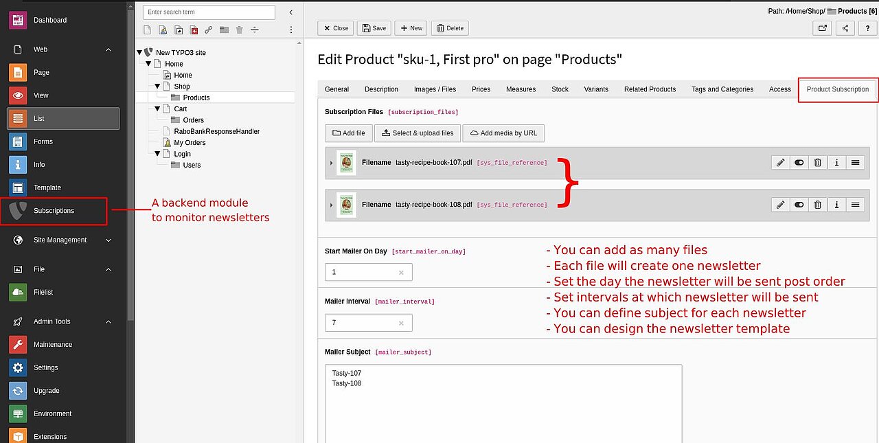 TYPO3 plugin for Cart extension: add Newsletter subscription for products